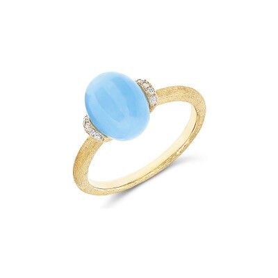 Bague Nanis Dancing Azure en or jaune, diamants et aigue-marine