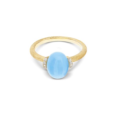 Bague Nanis Dancing Azure en or jaune, diamants et aigue-marine