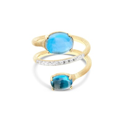 Bague Nanis Dancing Azure en or jaune, diamants et topaze Bleu London