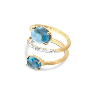 Bague Nanis Dancing Azure en or jaune, diamants et topaze Bleu London