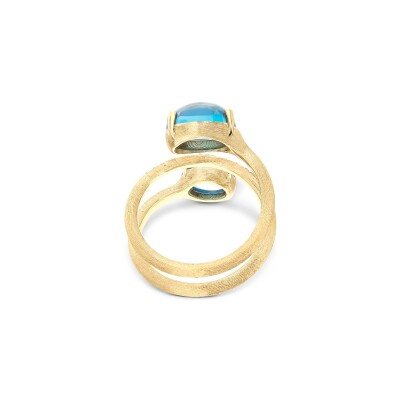 Bague Nanis Dancing Azure en or jaune, diamants et topaze Bleu London