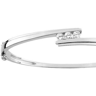 Bracelet Jonc en argent rhodié et oxyde de zirconium