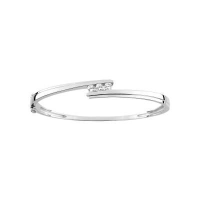 Bracelet Jonc en argent rhodié et oxyde de zirconium