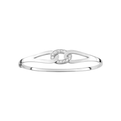Bracelet Jonc en argent rhodié et oxyde de zirconium