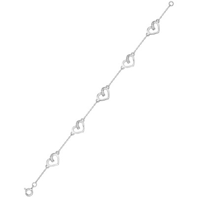 Bracelet en argent rhodié et oxyde de zirconium, taille 18cm