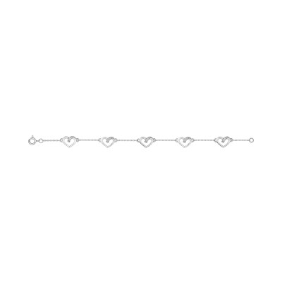 Bracelet en argent rhodié et oxyde de zirconium, taille 18cm