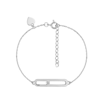 Bracelet en argent rhodié et oxyde de zirconium