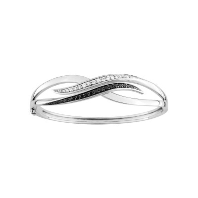 Bracelet Jonc en argent rhodié et oxyde de zirconium