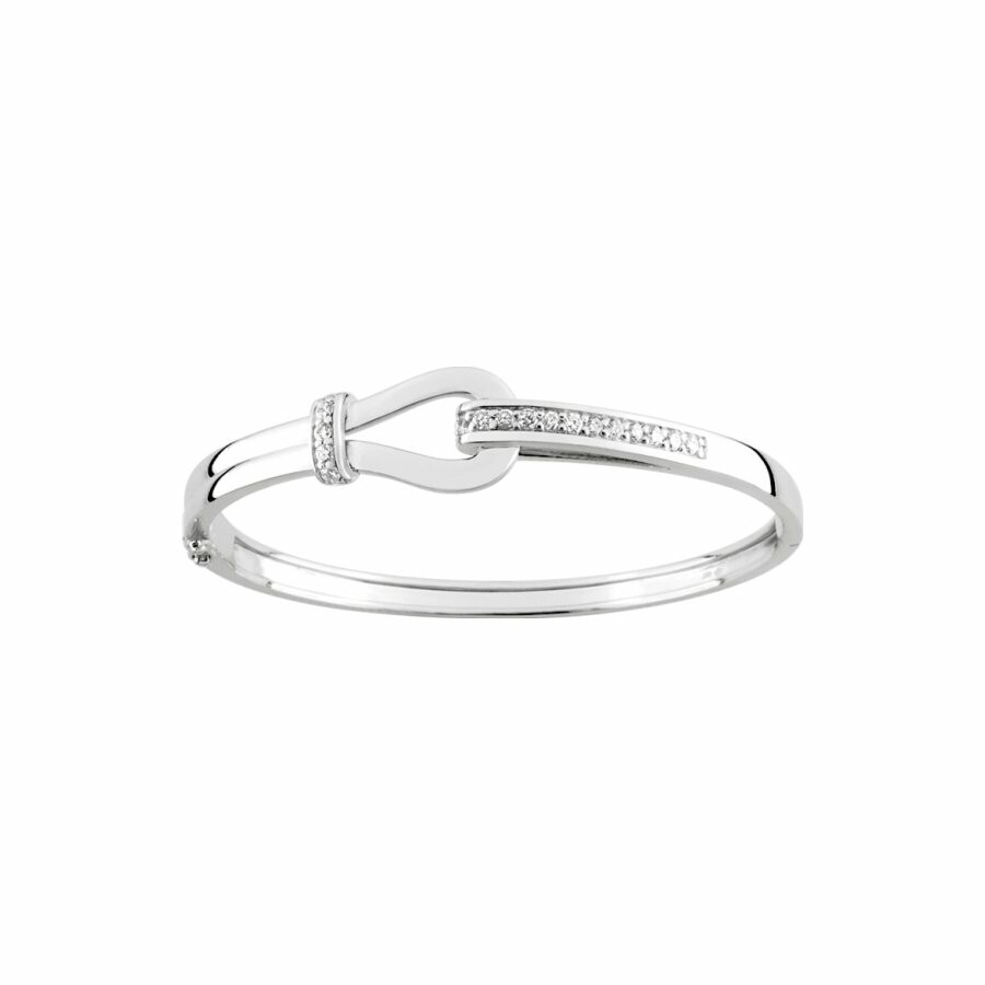 Bracelet jonc en argent et oxyde de zirconium