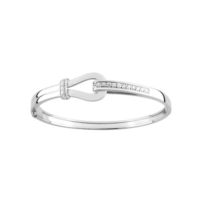 Bracelet Jonc en argent rhodié et oxyde de zirconium