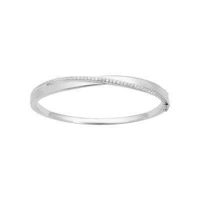 Bracelet Jonc en argent rhodié et oxyde de zirconium