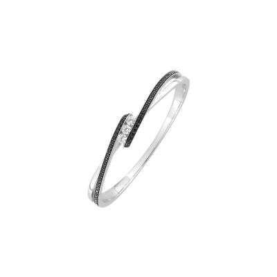 Bracelet Jonc en argent rhodié et oxyde de zirconium