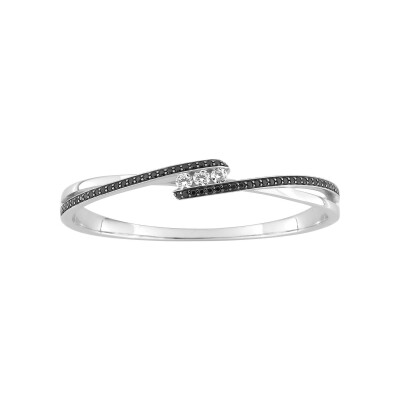 Bracelet Jonc en argent rhodié et oxyde de zirconium