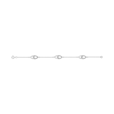 Bracelet en argent rhodié et oxyde de zirconium, taille 18cm