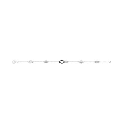 Bracelet en argent rhodié et oxyde de zirconium