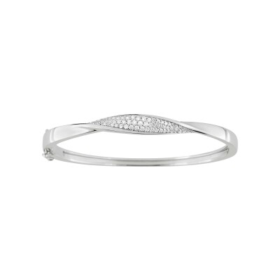 Bracelet Jonc en argent rhodié et oxyde de zirconium