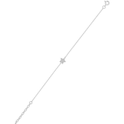Bracelet en argent rhodié et oxyde de zirconium, taille 18cm