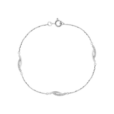 Bracelet en argent rhodié et oxyde de zirconium