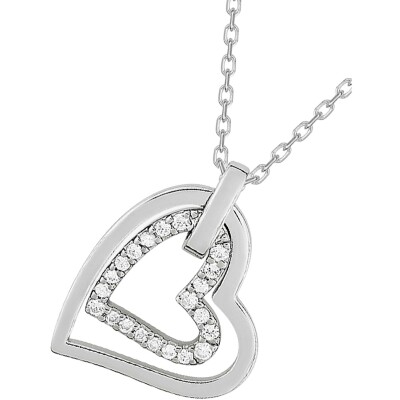 Collier en argent rhodié et oxyde de zirconium