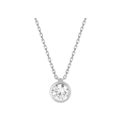 Collier en argent rhodié et oxyde de zirconium, taille 40cm