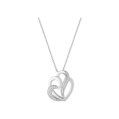 Collier en argent rhodié et oxyde de zirconium, taille 40cm