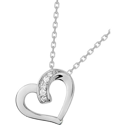 Collier en argent rhodié et oxyde de zirconium, taille 40cm