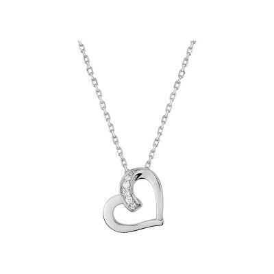 Collier en argent rhodié et oxyde de zirconium, taille 40cm