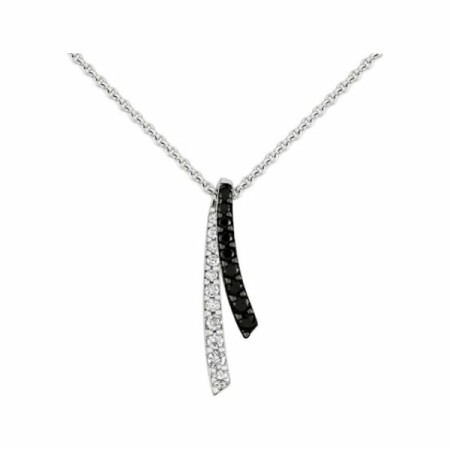 Collier en argent rhodié et oxydes de zirconium noirs et blancs