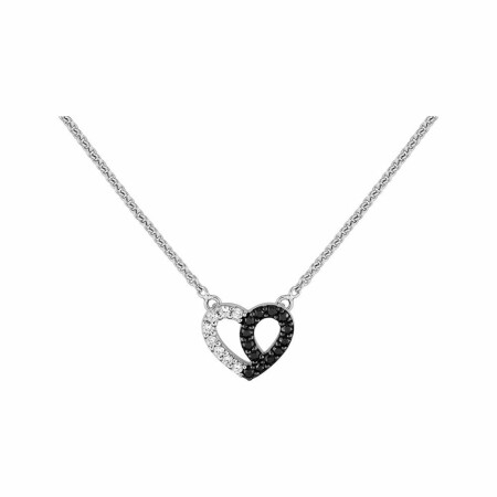 Collier en argent rhodié et oxyde de zirconium blanc et noir