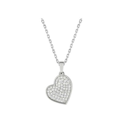 Collier en argent rhodié et oxyde de zirconium, taille 40cm
