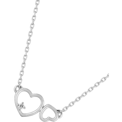 Collier en argent rhodié et oxyde de zirconium, taille 40cm
