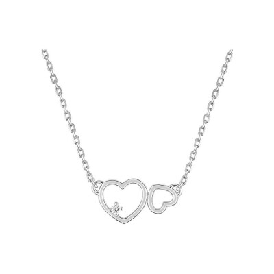 Collier en argent rhodié et oxyde de zirconium, taille 40cm