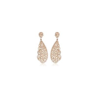 Boucles d'oreilles pendantes Asilah en or rose et diamants