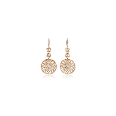 Boucles d'oreilles pendantes Asilah en or rose et diamants