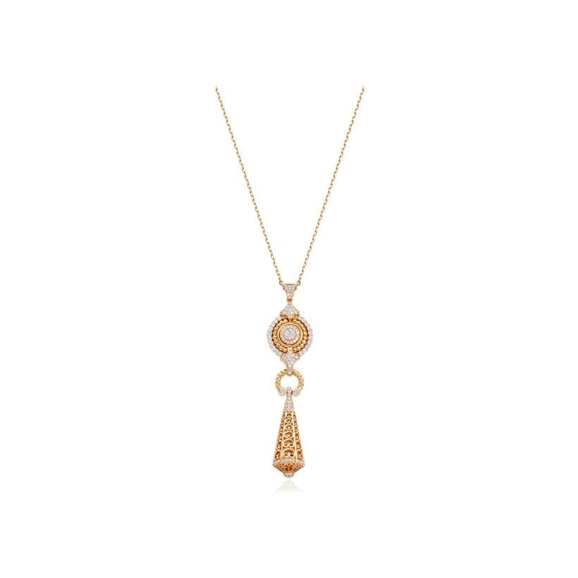 Asilah pendant, pink gold and diamonds