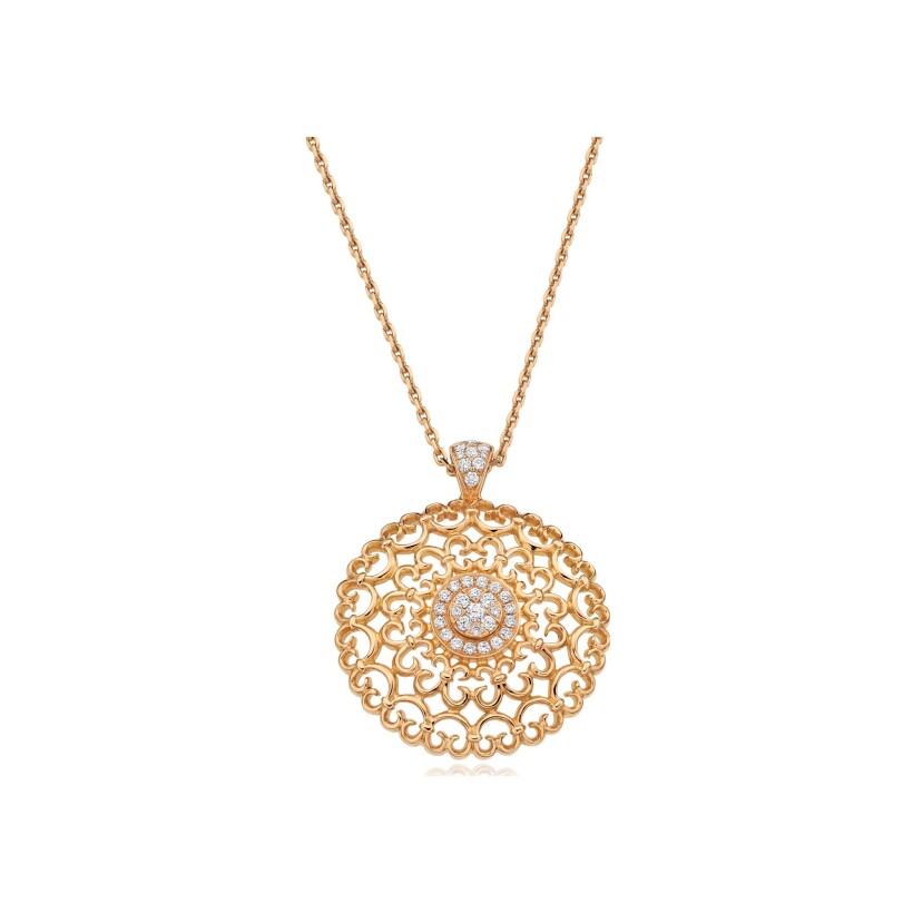 Asilah pendant, pink gold and diamonds