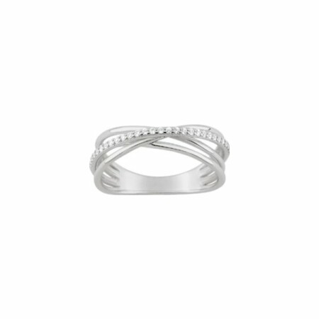 Bague en argent rhodié et oxyde de zirconium