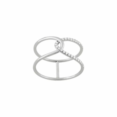 Bague en argent rhodié et oxydes de zirconium