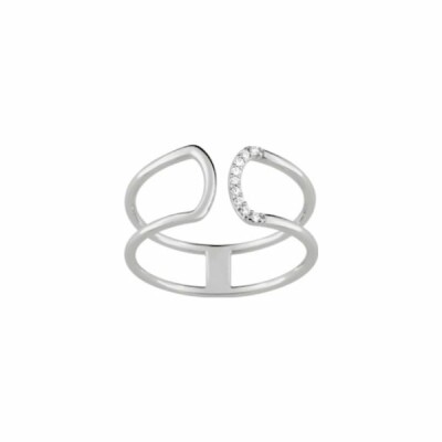 Bague en argent rhodié et oxyde de zirconium