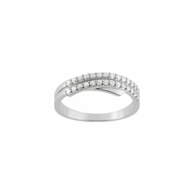 Bague en argent rhodié et oxyde de zirconium