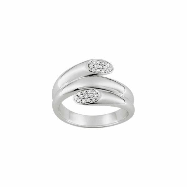 Bague en argent rhodié et oxyde de zirconium