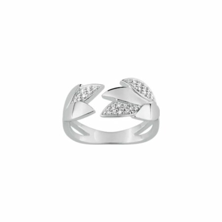 Bague en argent rhodié et oxyde de zirconium