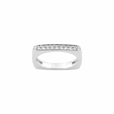 Bague en argent rhodié et oxyde de zirconium