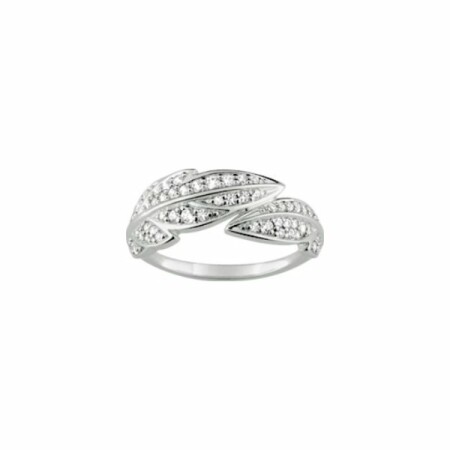 Bague en argent rhodié et oxyde de zirconium