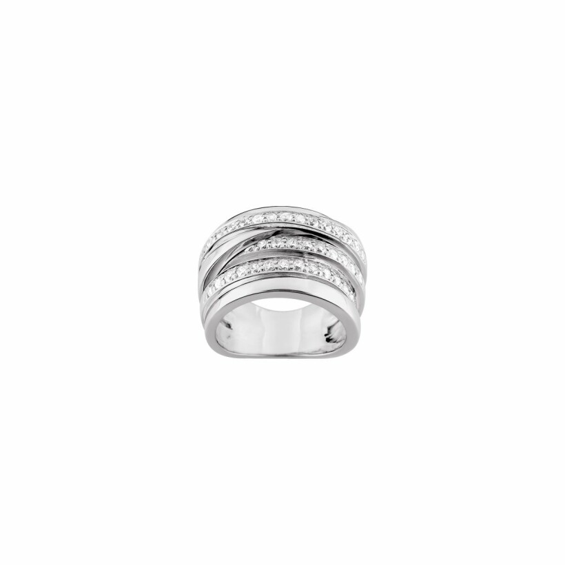 Bague en argent rhodié et oxydes de zirconium