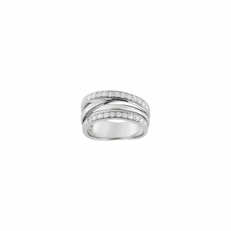 Bague en argent rhodié et oxydes de zirconium