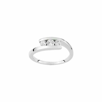 Bague trilogie en argent rhodié et oxydes de zirconium