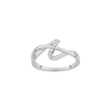 Bague en argent rhodié et oxyde de zirconium