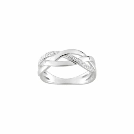 Bague en argent rhodié et oxyde de zirconium