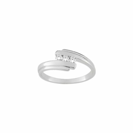 Bague en argent rhodié et oxydes de zirconium